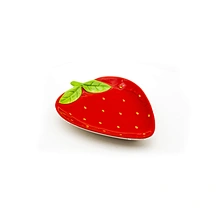 summery product,Hand-painted Strawberry Plate, ceramic fruit serving dish